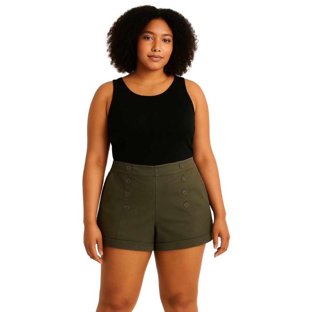 BEBOP Women’s Olive‎ Green High Rise Button Front Shorts Size 17 NWT